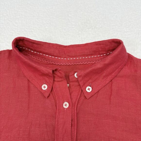 Maeve Anthropologie Top Size Medium Pink Linen Blend Button Front Shirt Casual - Picture 3 of 10